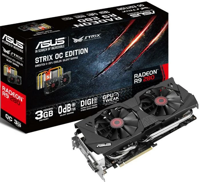 ASUS Strix Radeon R9 280, STRIX-R9280-OC-3GD5, 3GB GDDR5, 2x DVI, HDMI, DP
