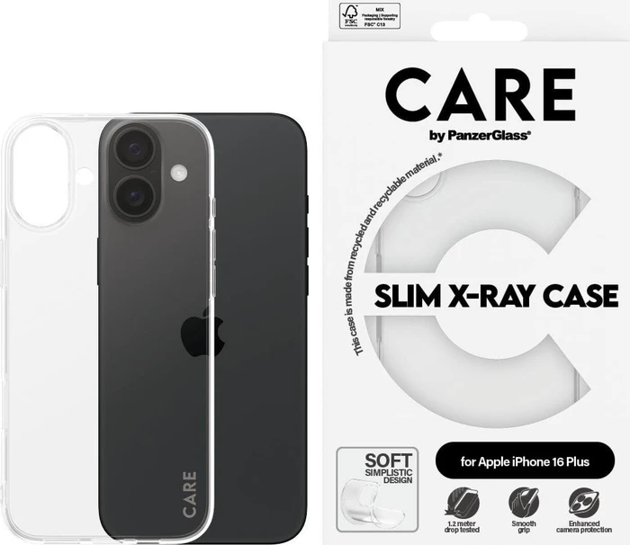 PanzerGlass Care Fashionable Case Transparent X-Ray Soft Basic für Apple iPhone 16 Plus