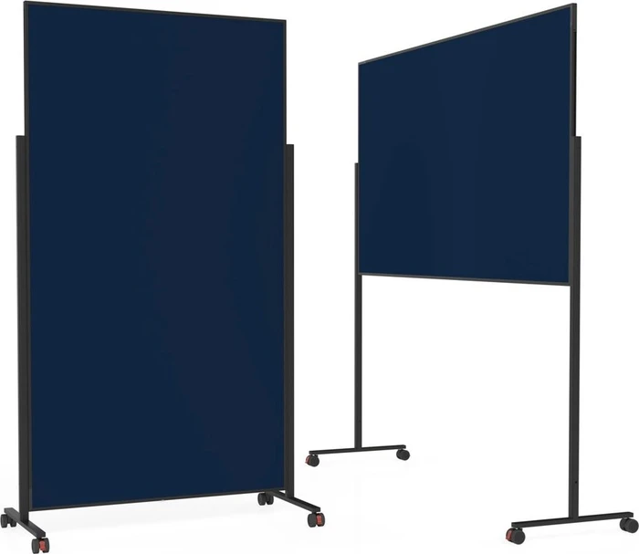 Magnetoplan Moderationstafel VarioPin, mobile Pinnwand mit dunkelblauen Filz, schwarz/blau, 100x180cm (1181214)