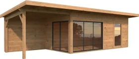 Palmako Andrea 17.1m²+7.9m² Slide Plus Gartenhaus hellbraun tauchgrundiert