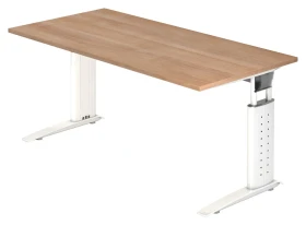 Hammerbacher Ergonomic Plus U-Serie US16/N/W Schreibtisch 160x80cm Nussbaum/weiß