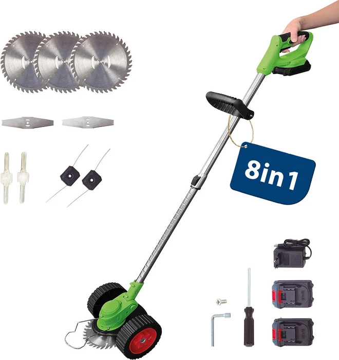 Genius Rotorazer 8in1 Set Akku-Rasentrimmer inkl. 2 Akkus 1.3Ah + Zubehör