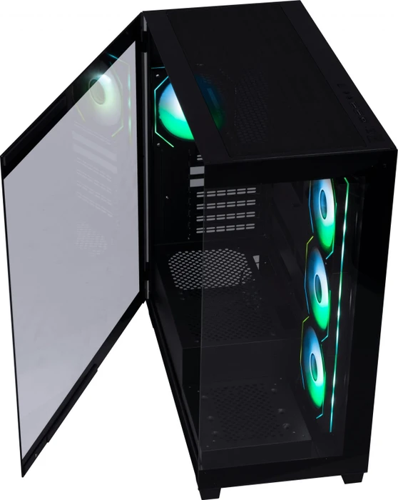 BitFenix CETO Premium Black, 4F, Lüfter LED Fixed RGB, Glasfenster