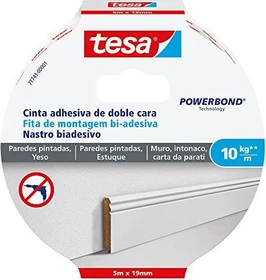 tesa Powerbond Montageband Tapeten und Putz transparent, Klebeband, 19mm/5m, 1 Stück