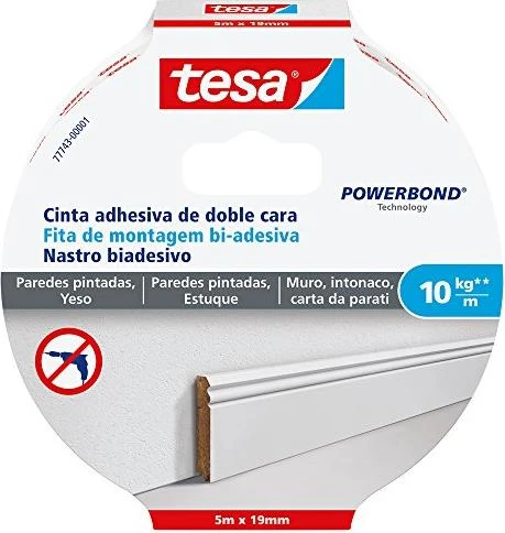 tesa Powerbond Montageband Tapeten und Putz transparent, Klebeband, 19mm/5m, 1 Stück