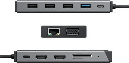 Alogic DV3 12-in-1 USB-C Dual Display Mini Dock, USB-C 3.0 [Stecker], V2