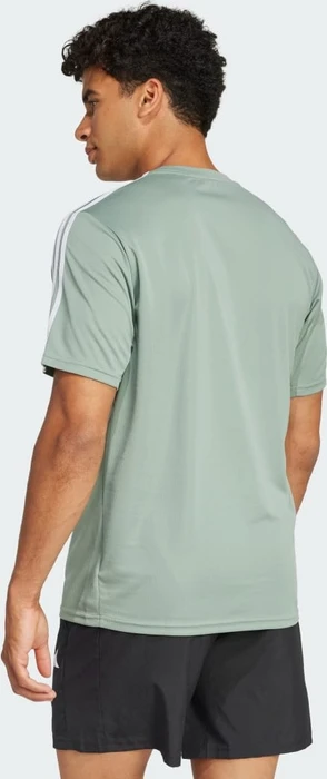 adidas Train Essentials 3-Stripes Training Funktionsshirt kurzarm silver green/white (Herren)
