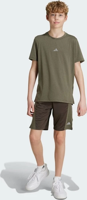 adidas Training Aeroready Heather Trainingshose kurz shadow olive/tent green/reflective silver (Junior)