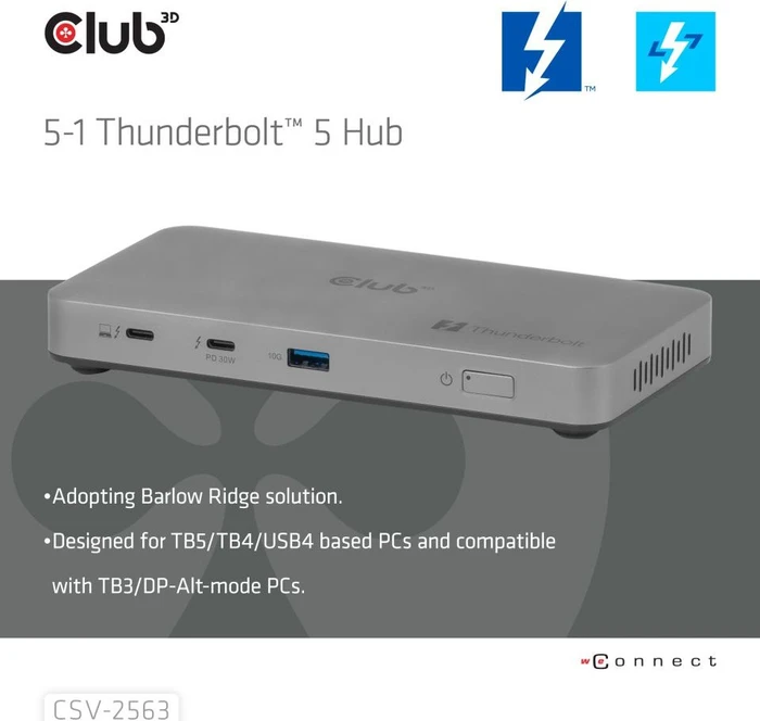Club 3D 5-in-1 Triple Video Hub, Thunderbolt 5 [Buchse]