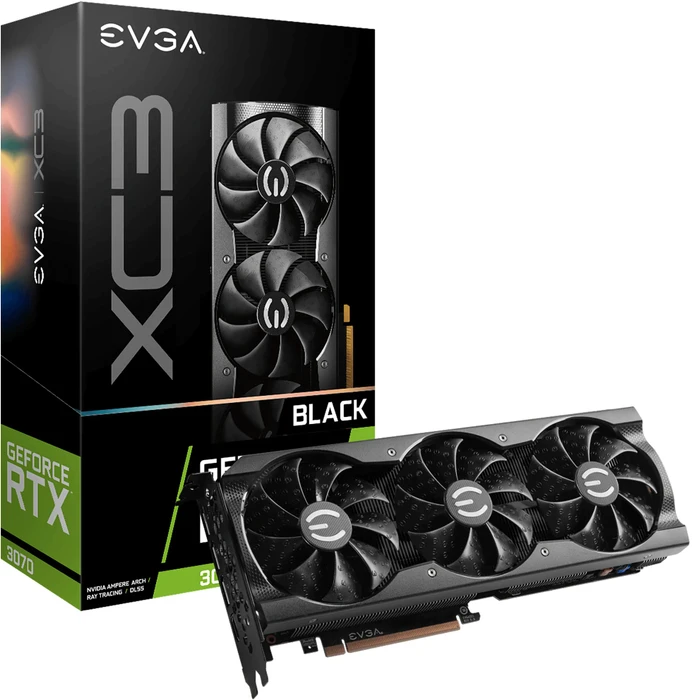 EVGA GeForce RTX 3070 XC3 Black Gaming LHR, 8GB GDDR6, HDMI, 3x DP