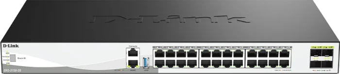 D-Link DXS-3130 Rackmount 10G Managed Stacking Switch, 24x RJ-45, 4x SFP28, 790W PoE++