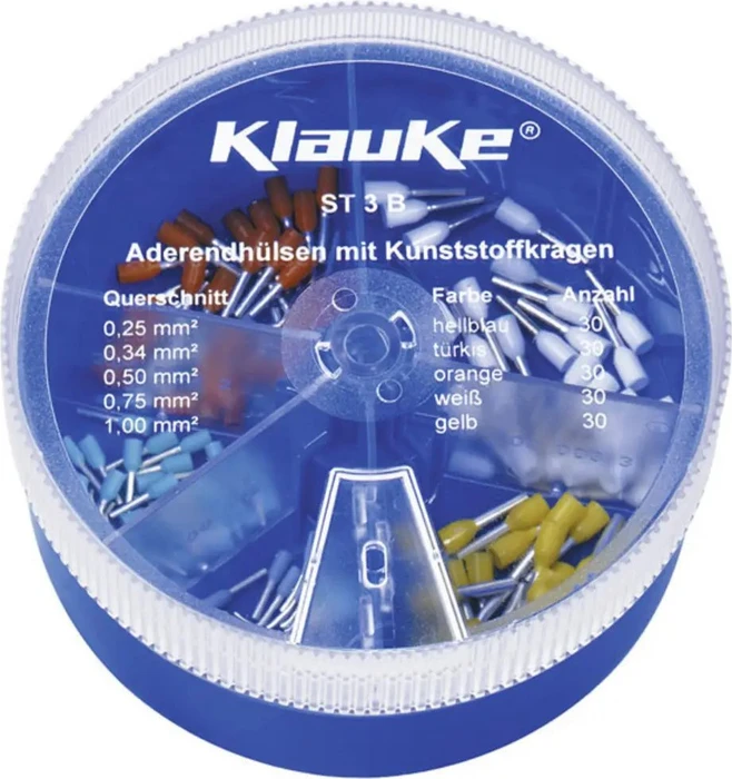 Klauke ST 3 B Streudose mit isol. Aderendhülsen 0,25-1 mm², DIN 46228 Teil 4, Farbcode 1