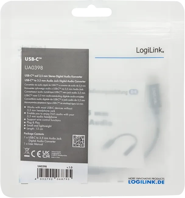 LogiLink USB-C auf 3.5mm-Klinke Audio Adapter