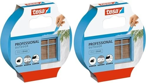 tesa Malerband Professional Outdoor blau, Klebeband, 25mm/25m, 2 Stück
