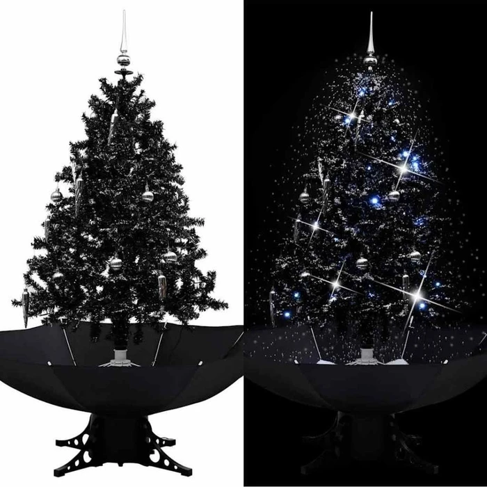 vidaXL Künstlicher Weihnachtsbaum schneiend mit Schirmfuß schwarz, 140cm