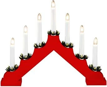 Konstsmide Holzleuchter rot 7x E10