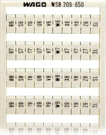 Wago WSB-Beschriftungskarte als Karte bedruckt R6, S6, T6, ..., Y6, Z6, SL bis R10,S10, T10, ..., Y10, Z10, SL (je 2x) nicht dehnbar Aufdruck senkrecht aufrastbar weiß