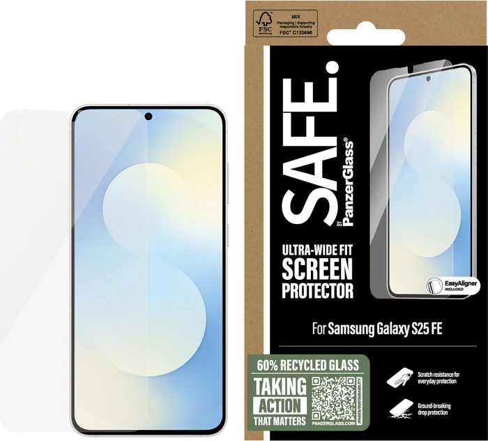 PanzerGlass Safe Screen Protector Ultra-Wide Fit with EasyAligner für Samsung Galaxy S25 FE