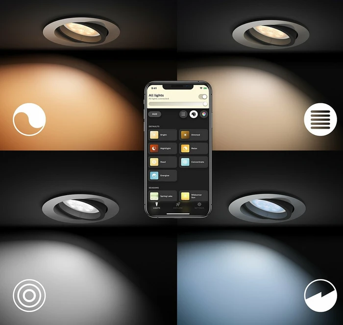 Philips Hue White Ambiance Milliskin Einbauleuchte Erweiterung rund alu schwarz