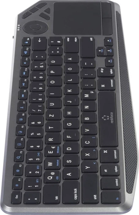 Renkforce RF-WLBTKB-300 Funk Tastatur mit Multi-Touchpad, schwarz/grau, USB/Bluetooth, DE