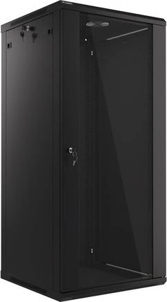Lanberg 19" Wandschrank 42HE, hängend, Flat Pack, Glastür, IP20, RAL 9004, 600mm tief