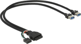 DeLOCK interne USB 3.0 Pin Header/USB 2.0 Pin Header auf 2x USB-A 3.0, 0.45m (83829)