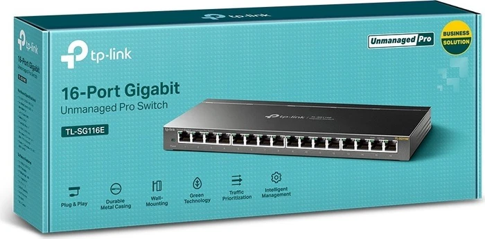 TP-Link TL-SG116E Desktop Gigabit Smart Switch, 16x RJ-45