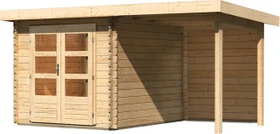 Karibu Bastrup 4 Gartenhaus inkl. Anbau 2m + Rückwand natur