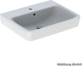 Geberit Renova Plan Waschtisch 60cm, Hahnloch mittig, mit Überlauf, weiß/KeraTect