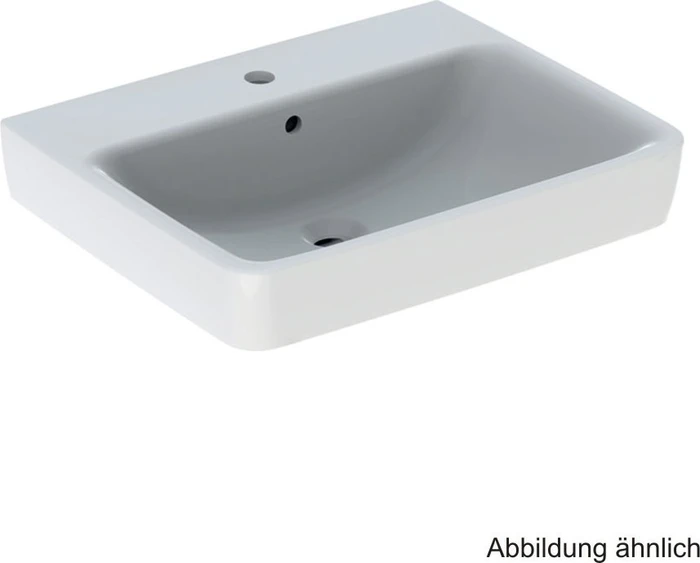 Geberit Renova Plan Waschtisch 60cm, Hahnloch mittig, mit Überlauf, weiß/KeraTect