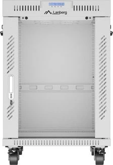 Lanberg 19" Rackschrank 15HE, LCD, freistehend, Flat Pack, V2, Glastür, IP20, RAL 7035, 800mm tief