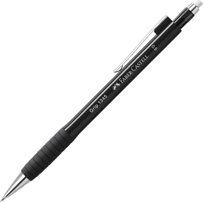Faber-Castell Grip 1345 Druckbleistift 0.5mm graphit, schwarz, Radierer
