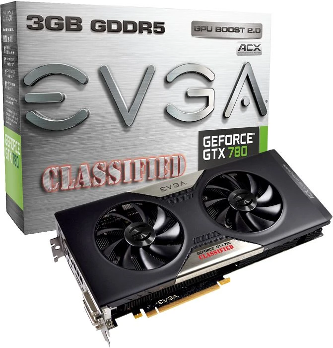EVGA GeForce GTX 780 Classified ACX Cooler, 3GB GDDR5, 2x DVI, HDMI, DP