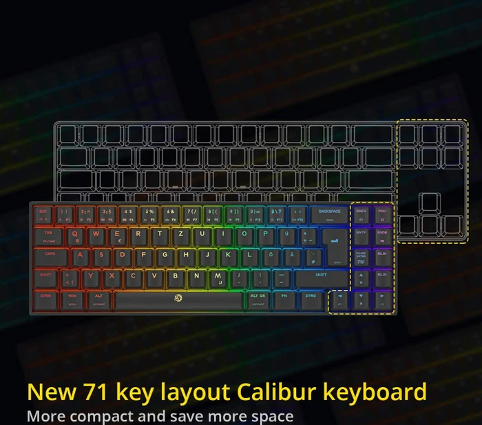 Drevo Calibur V2 TE PC/Mac, LEDs RGB, schwarz, MX RGB RED, USB, DE