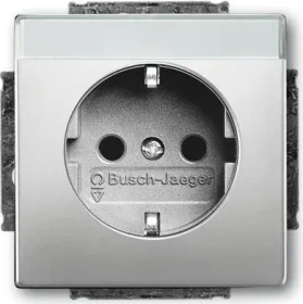 Busch-Jaeger Pur Edelstahl Steckdosen-Einsatz mit Beschriftungsfeld, edelstahl