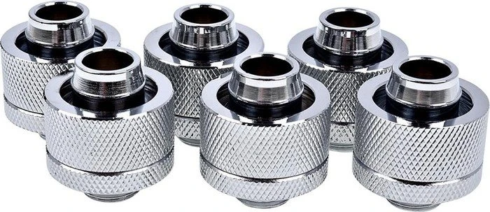 Alphacool Eiszapfen Schlauchanschluss G1/4" auf 19/13mm, 6er-Pack verchromt