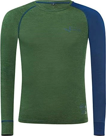 Black Crevice Merino Funktionsshirt langarm forest green/steel blue (Herren)