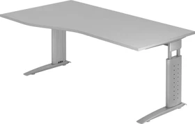 Hammerbacher Ergonomic Plus U-Serie US18/5/W Schreibtisch 180x100cm grau/weiß