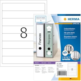 Herma Ordneretiketten, 34x192mm, weiß, matt, 100 Blatt (800 Etiketten)