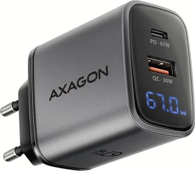 Axagon Wall Charger mit Display ACU-PQ67D PD3.0 & QC4+ 67W grau