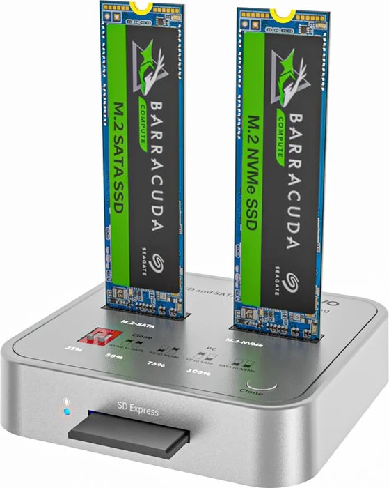 MAIWO M.2 PCIe/SATA Dockingstation mit Klon-Funktion und SD Express Cardreader, USB-C 3.1 (verschiedene Markenbezeichnungen)