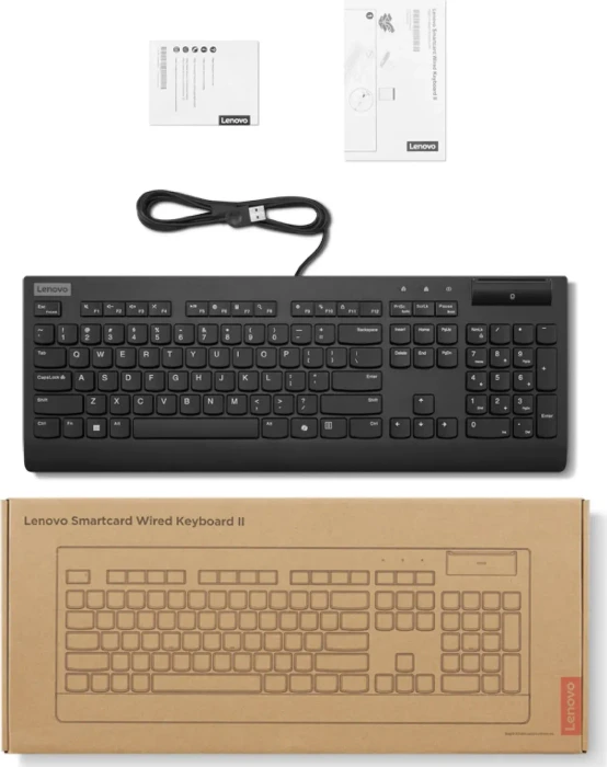 Lenovo Smartcard Wired Keyboard II, schwarz, mit Copilot-Taste, USB, UK