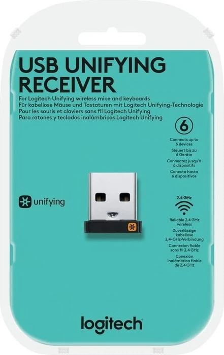 Logitech Unifying Receiver Pico, Funk-Empfänger, schwarz/orange