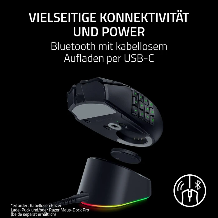 Razer Naga V3 Pro Wireless, schwarz, USB/Bluetooth