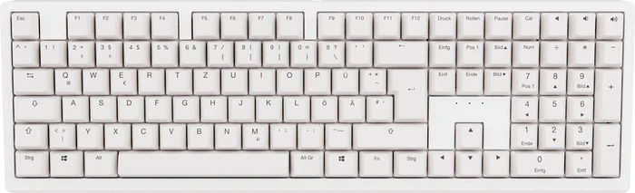 Ducky Zero 6108 Wireless, Pure White, LEDs RGB, MX2A RGB RED, USB/Bluetooth, DE