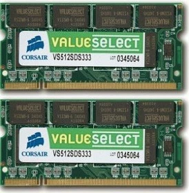 Corsair ValueSelect SO-DIMM 1GB Kit, DDR2-667, CL5 (VS1GSDSKIT667D2)