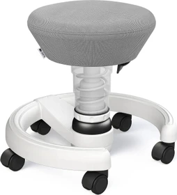 Aeris Swoppster New Edition Schreibtischhocker für Kinder, Gestell weiß, Bezug Harlequin grau