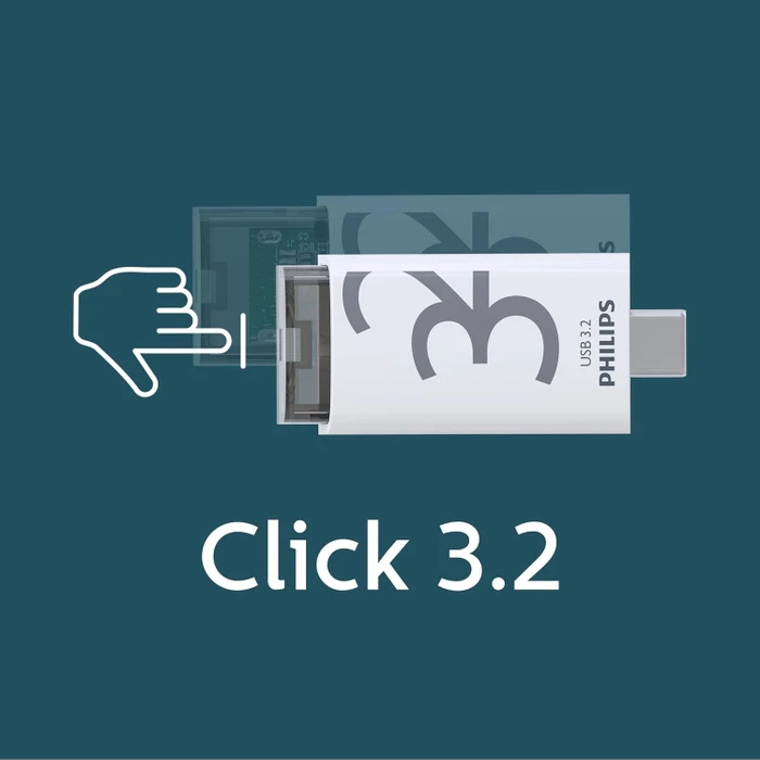 Philips Flash Drive Click Edition 32GB weiß/grau, USB-C, USB 3.2 Gen 1×1