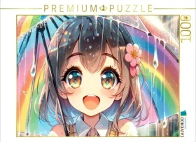 Calvendo Manga Mädchen - Regenbogenfreude unter Tropfen
