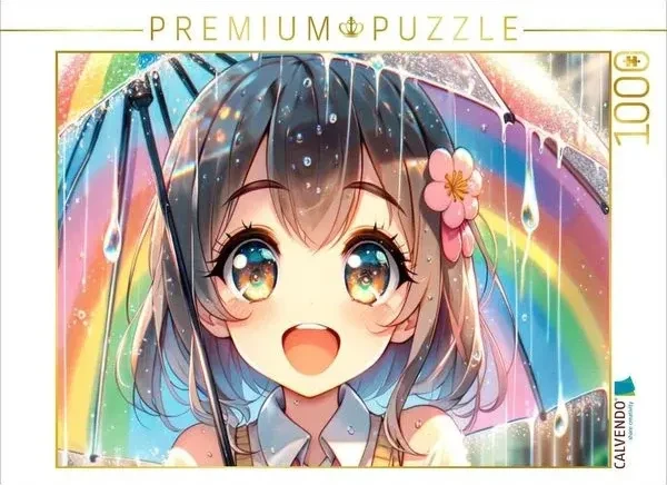 Calvendo Manga Mädchen - Regenbogenfreude unter Tropfen